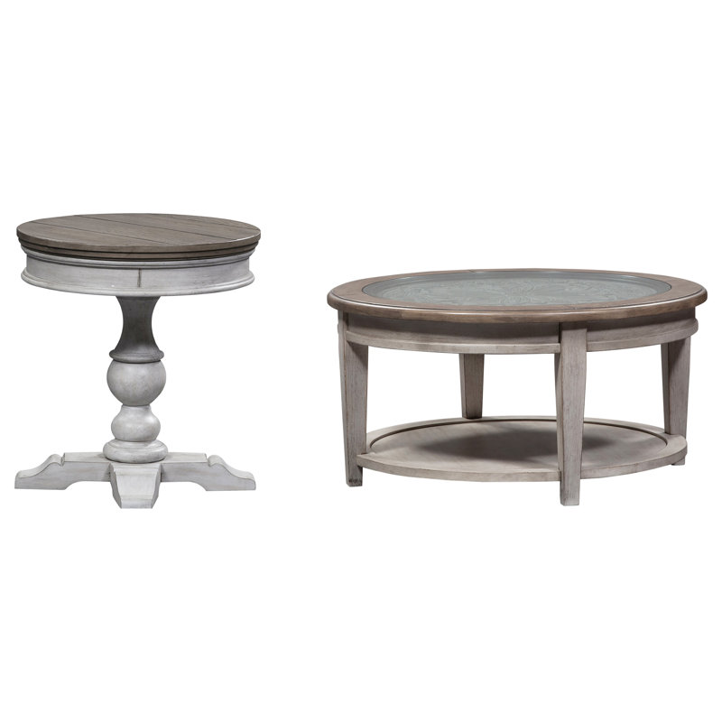 Ensemble de salon 3 pièces avec 1 table ronde, table de bout et console Haylee