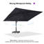 JordIn 11' x 15' Rectangular Cantilever Umbrella,Without Base,Grey-1324423974