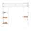 Lit mezzanine simple à 3 tablettes avec bureau en bois d'ingénierie et panneaux en filet blanc mat pour la chambre à coucher Productivité Métal Trois tablettes ouvertes Barrières de sécurité complètes
