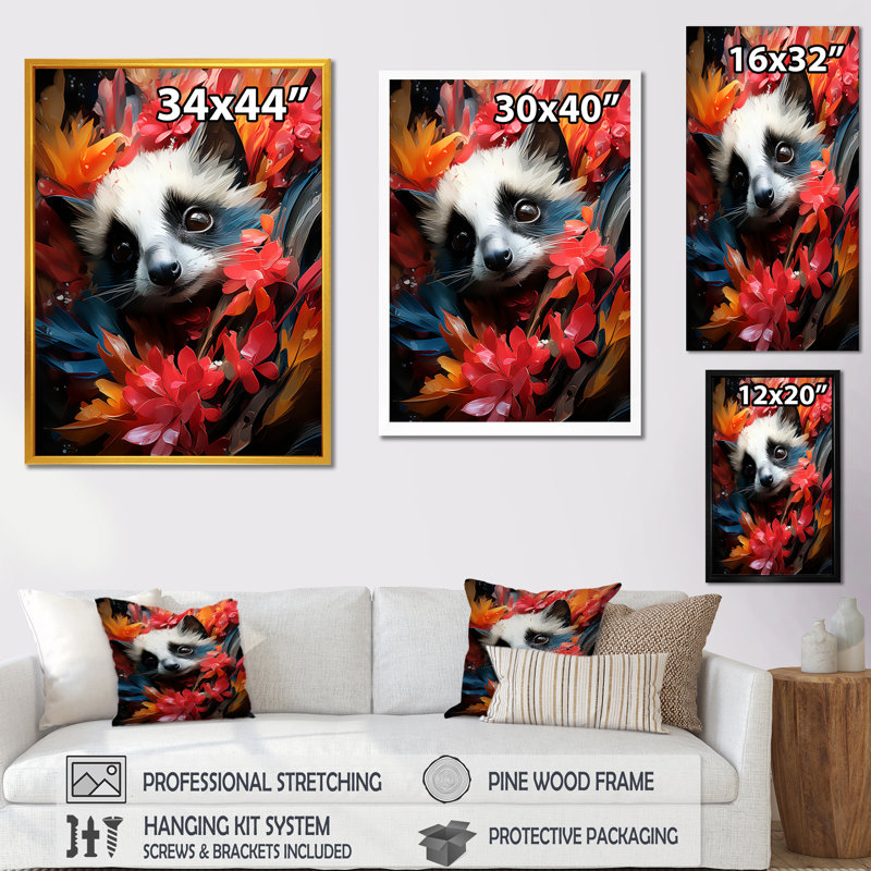 Rose et blanc floral suricate Portrait - art mural Meercat, Toile tendue, H 32 po x l 24 po