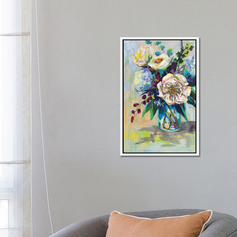 Glowing by Jeanette Vertentes - Painting on Canvas, 66.04cm H x 45.72cm W x 3.81cm D, White Framed
