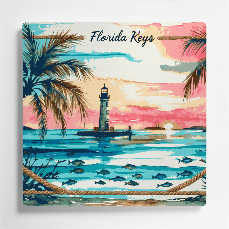 Nautique, Florida Keys, art mural en métal brun, H 12 po x l 12 po