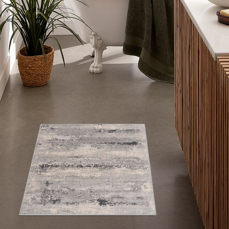 Tapis d'entrée gris / beige à motif abstrait 2 pi x 4 pi (2 pi 3 po x 4 pi) Cendro, Rectangle 2 pi 3 po x 4 pi