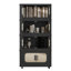 Retro Black, 20" Side Wide Folding Storage Cabinet ,4 Tiers,19.69"×11.81"×40.55",Collapsible Storage Bins With Magnetic Door, Plastic Storage Cabinet With Wheels