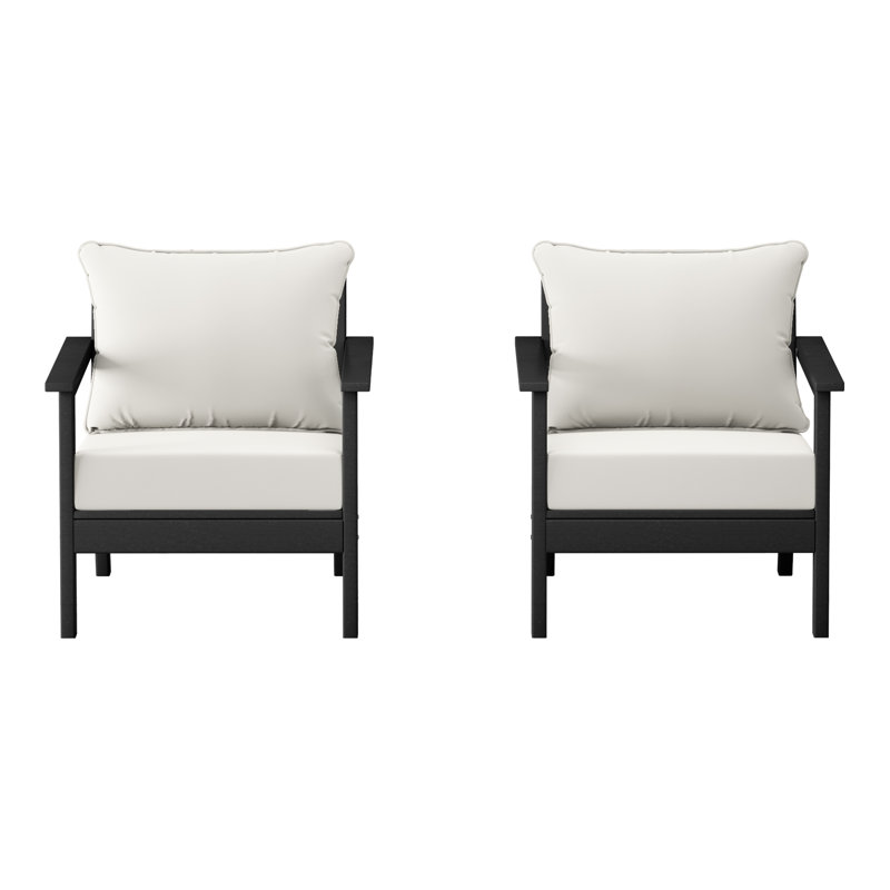 Chaise profonde avec coussins (ensemble de 2), White, Noir