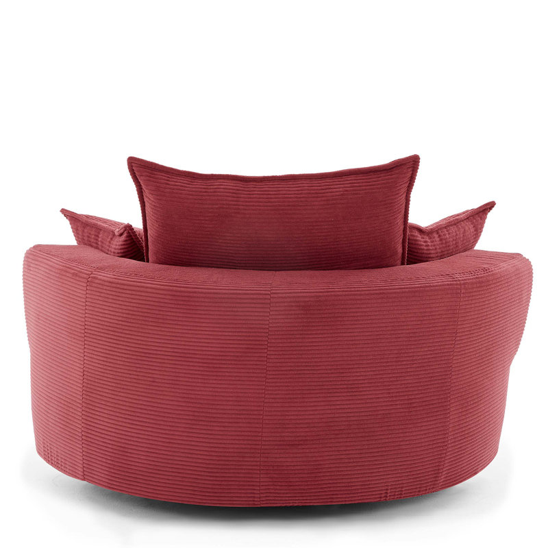 360° Swivel Sofa Chair Accent Barrel Chair 57.5" Swivel Round Chair with Dual-layer Cushion Design and 3 Removable Pillows