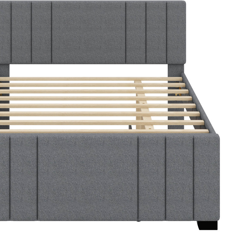 Lit plateforme double tapissier avec lit gigogne