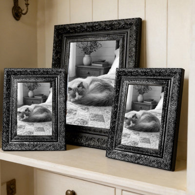 Black 3 PCS Timeless Picture Frame for 5" x 7" Photos and Office Shelf Styling