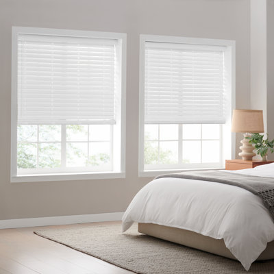 Eclipse 2" Faux Wood Blind, Cordless Light Filtering Window Blinds, Pull-down Blinds For Windows, White