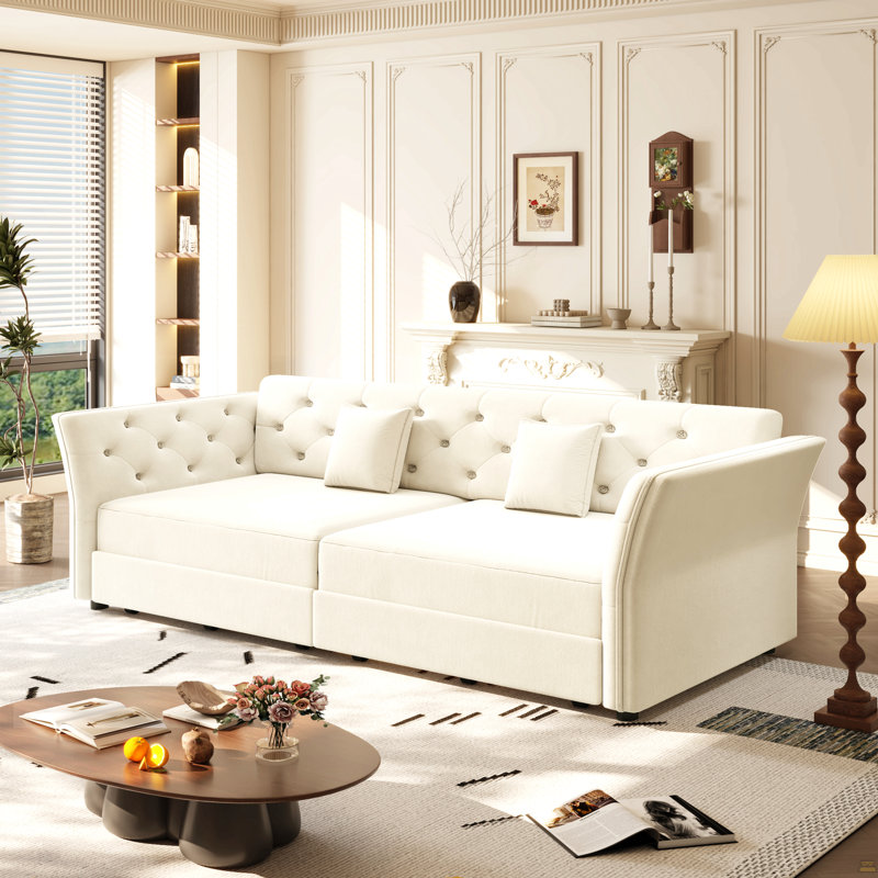 Grand canapé-lit, canapé-lit convertible, 35 po H x 74,4 po L x 33,9 po P, 2, Beige