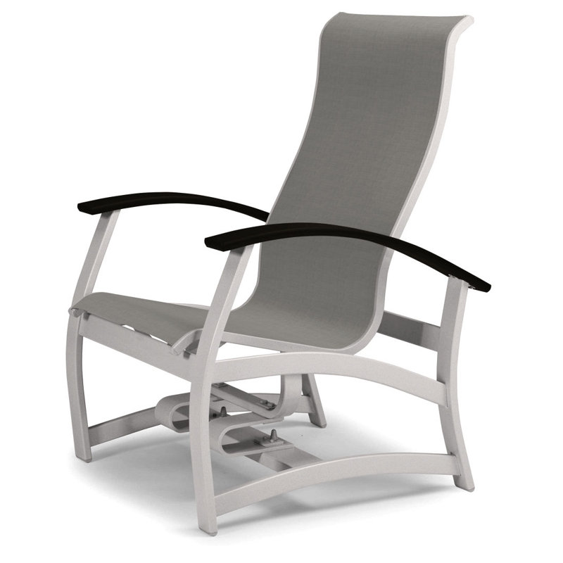 Askar Powder Coated Aluminum Outdoor Lounge Chair, Black P70, Alloy Sunbrella®, Gloss White