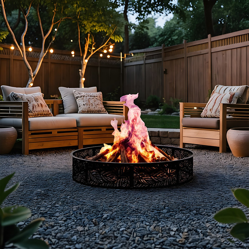 Smokeless Fire Pit Ring, Heavy Duty Metal Steel Diy Firepit Rim Liner, Wood Burning Fire Pit Ring