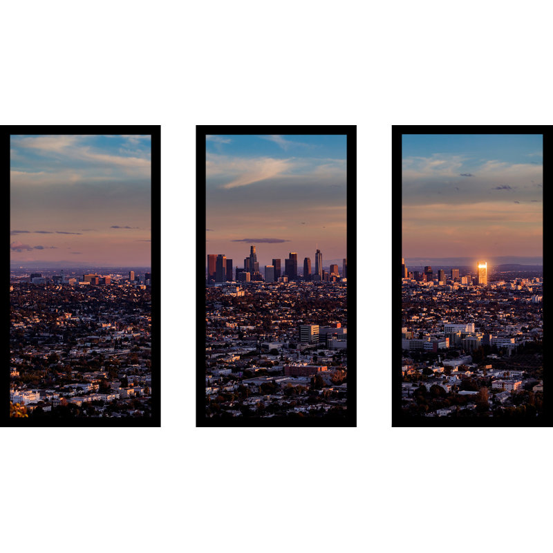 Downtown Los Angeles - Ensemble de 3 reproductions de photos sur acrylique, H 33,5 po x l 52,5 po x P 1 po