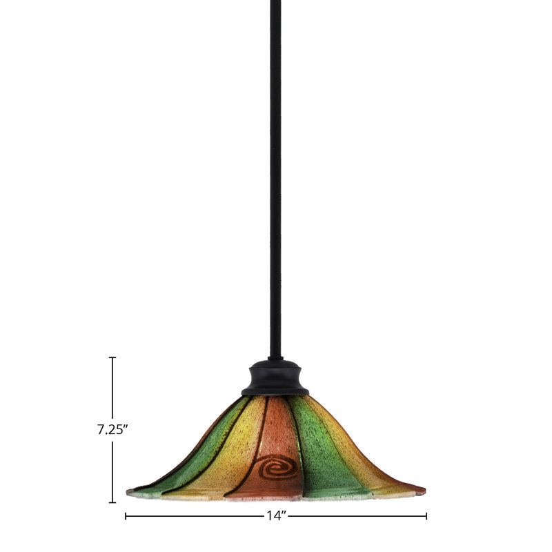 Luminaire suspendu suspendu avec verre Mardi Gras 14 po, Noir mat