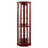 6 Shelf Cabinet With Adjustable Tempered Glass Shelves And Mirror Back In Stylish Cherry Curio Mirrored Striking-925120197