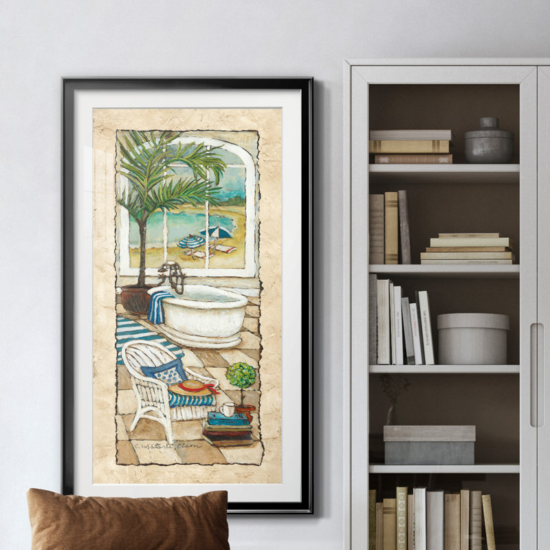Jour au paradis I - peinture encadrée, Noir, H 14,5 po x l 26,5 po x P 1,5 po