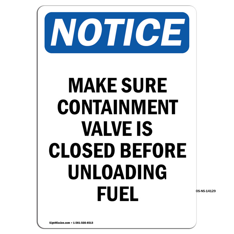 Make Sure Containment Valve Is Sign