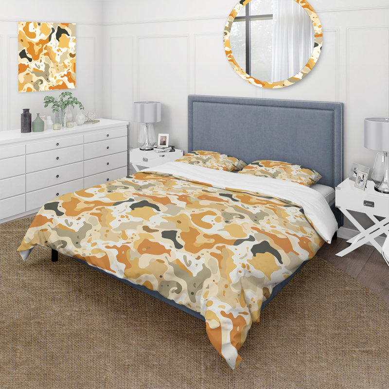 Desert Sand Dune Camouflage II - Ensemble de housse de couette camouflage, Housse de couette simple + 1 taie décorative stan