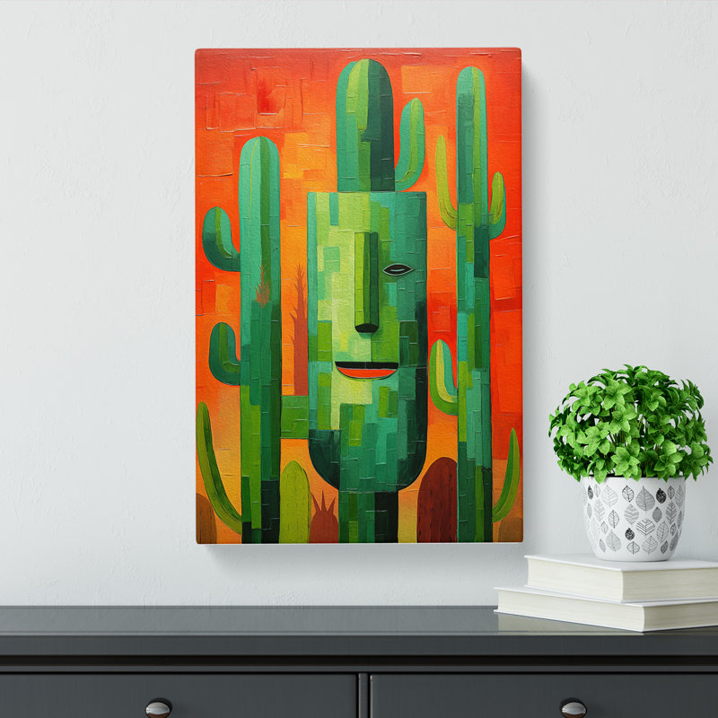 Cactus Cubism - Wrapped Canvas, 60cm H x 40cm W x 3cm D