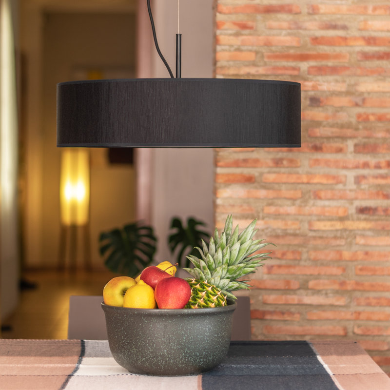 Doce Slim 3 - Light Black/White Drum Pendant, Black