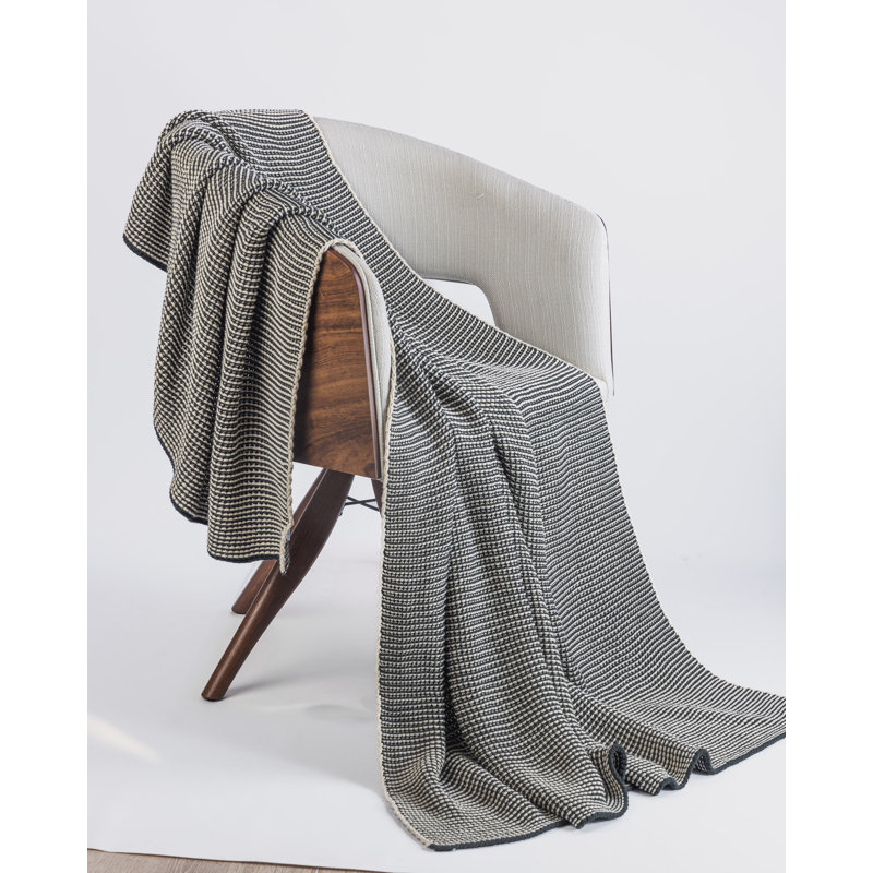 Cohen Knitted Throw Blanket, Charcoal Gray