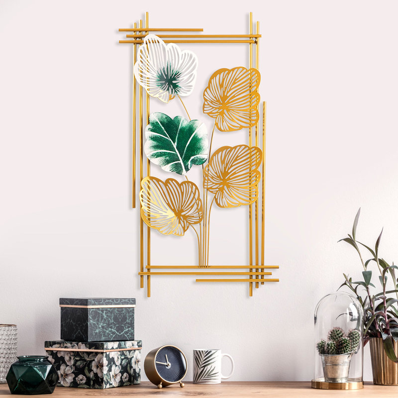 Accessoire mural en métal peint à la main 18,9 po x 2,8 po x 34,3 po | 100% métal, épaisseur: 0,05 po | Montage mural facile | Variations de couleurs uniques pour un décor personnalisé | Parfait pour la maison et le bureau