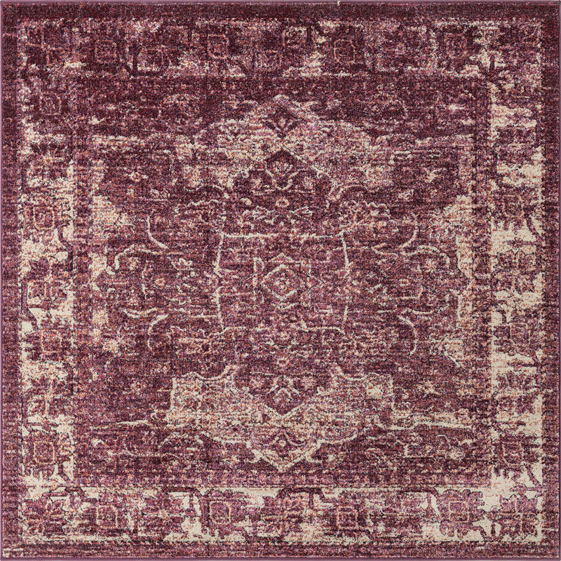 Tapis traditionnel Mekalah mauve oriental, Carré 6 pi