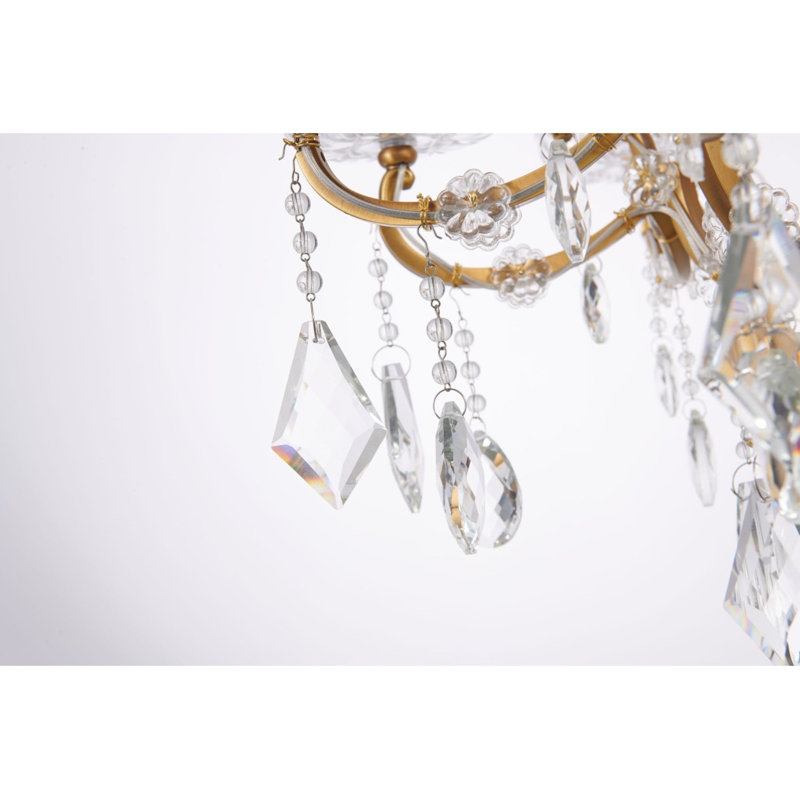 Lustre en lumière sacrée, Givré, Or antique, 41" Width x 48" Height