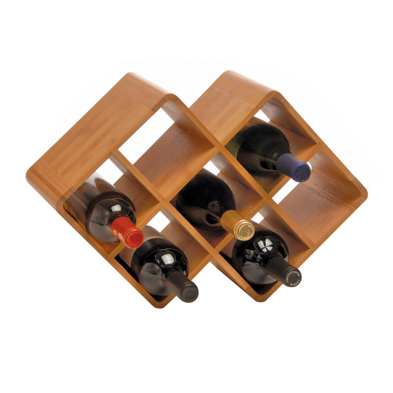 Solid Wood Tabletop Wine Bottle Rack in Natural Bamboo