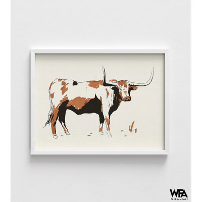 Terre Cotta Steer III By Jacob Green, Cow Drawing Print, Farm Animal Print, Ranch Animal Art, Longhorn Art Print, Rodeo Drawing Art