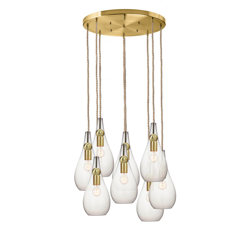 Earth 8 - Light Chandelier, Brass, 48" H x 18" W x 18" D, LED