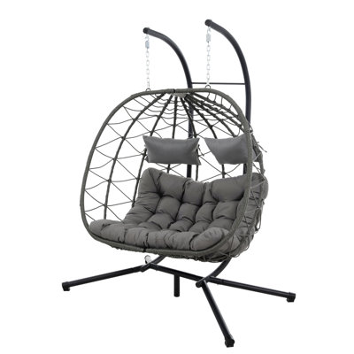 Fauteuil à œufs pour 2 personnes avec support Balancelle d'extérieur pour l'extérieur