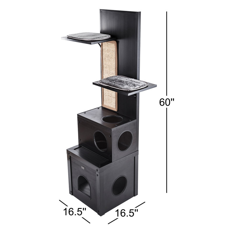 60" Draco Cat Tree with Scratch Pads, Espresso