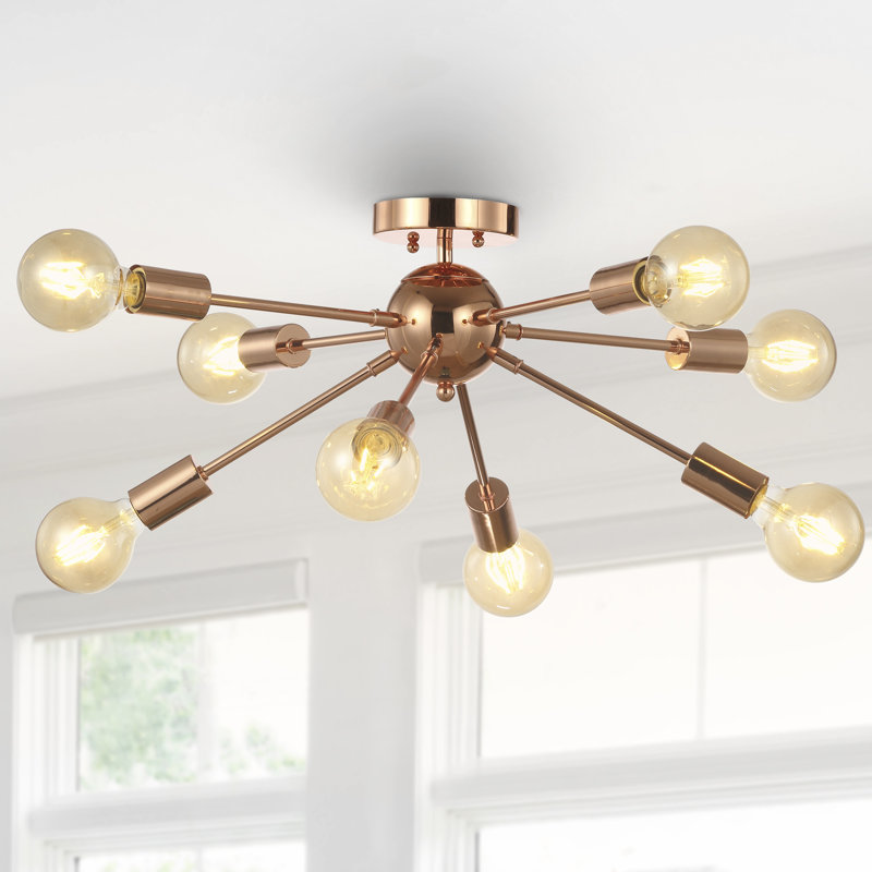 Plafonnier semi-encastré 30,5" 8 lumières spoutnik sphere Schlesinger
