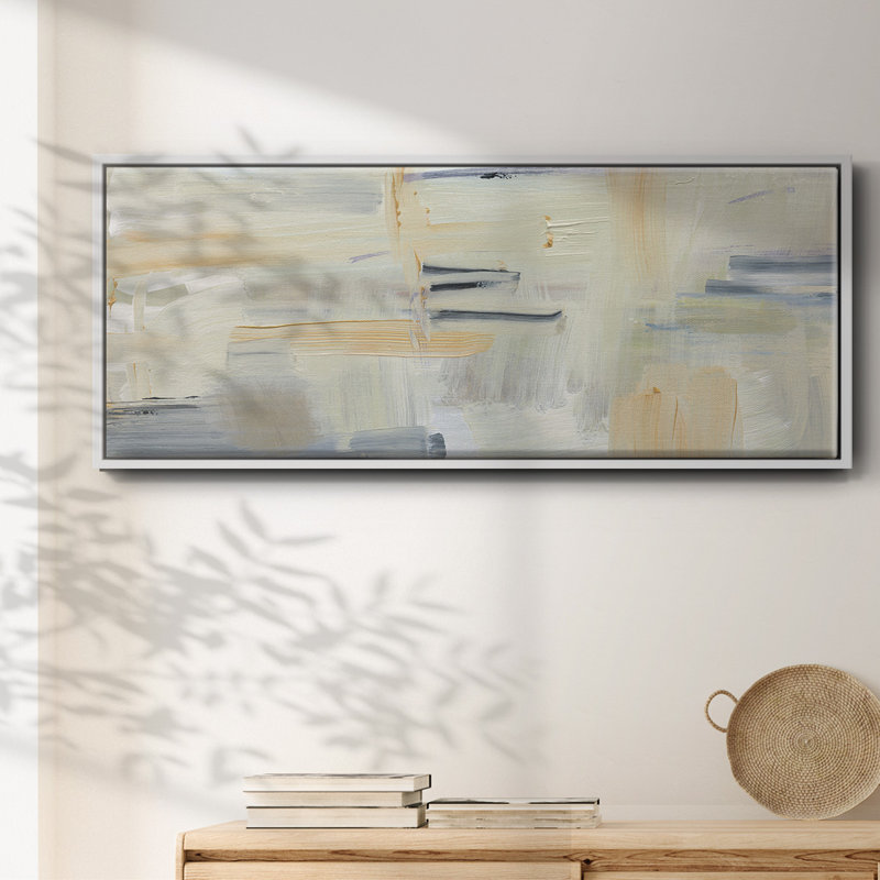 Gray andGold Abstract- Framed Canvas, 20" H x 50" W