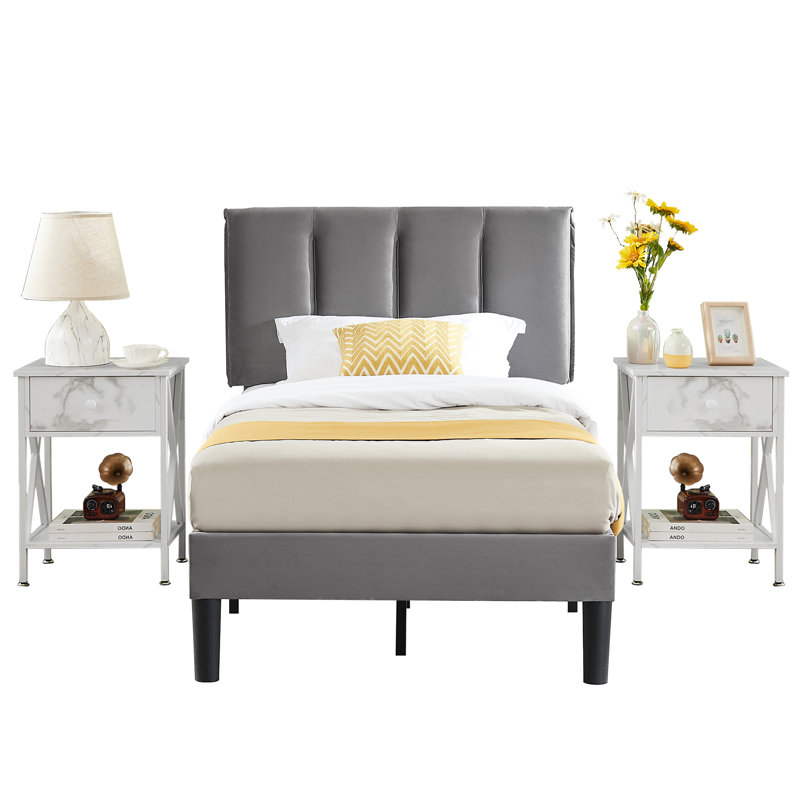Delaportilla Steel Piece Bedroom Set, White, Twin