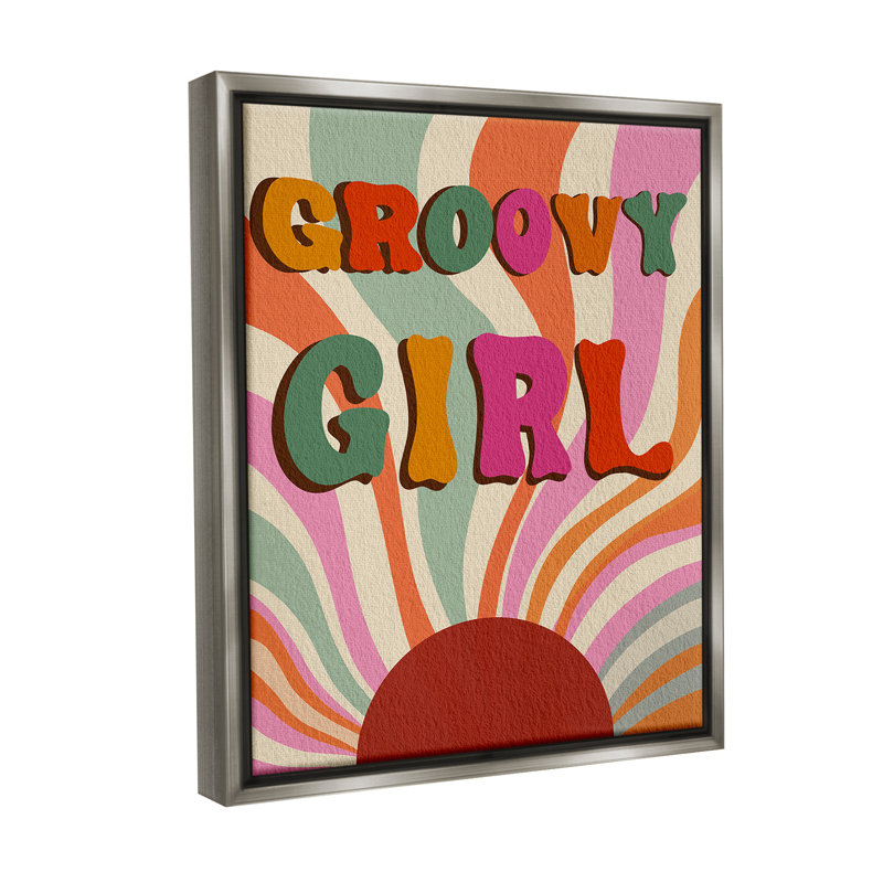 "Groovy Girl Patterned" par Regina Moore sur toile, H 31 po x l 25 po, Cadre flottant gris lustré