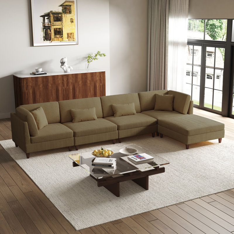 4 Seater Corduroy Corner Sofa , Camel Corduroy