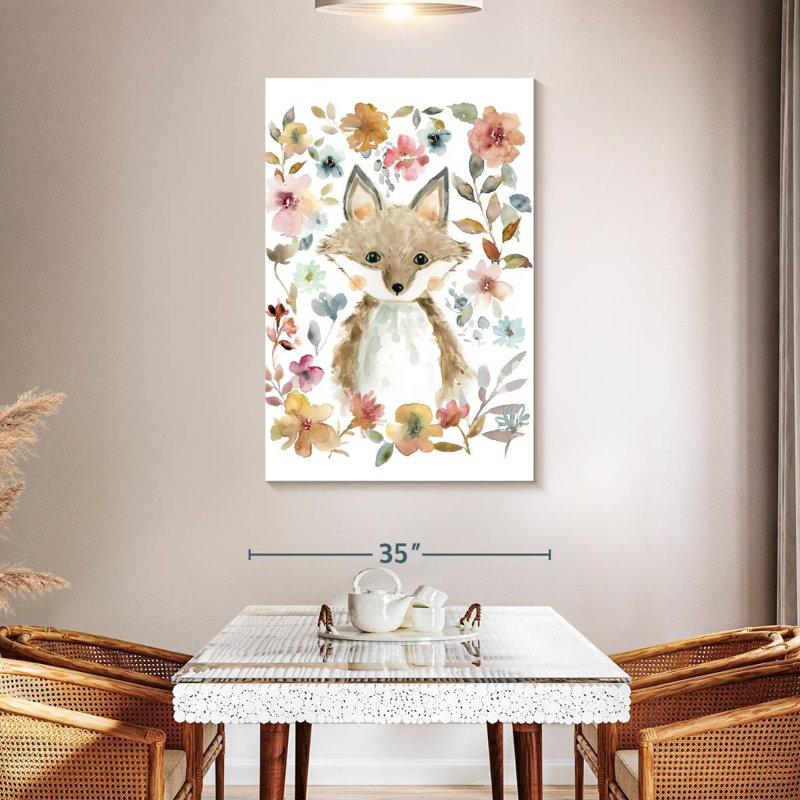 Brampt fleurs et amis renard, H 48 po x l 32 po