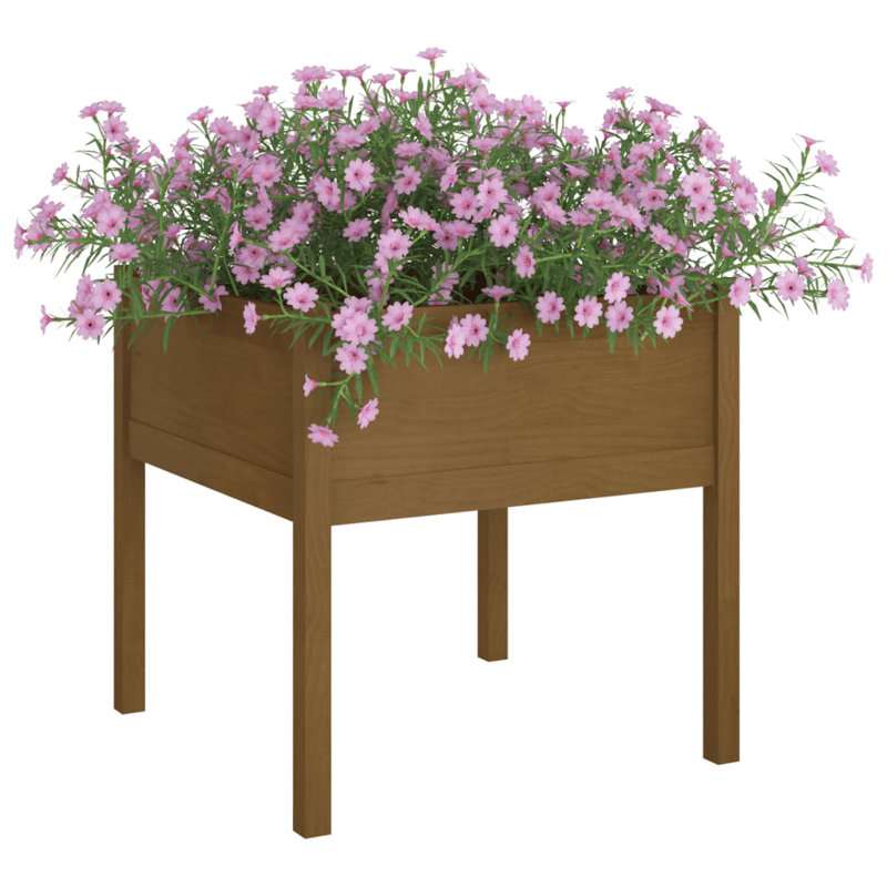 Alastaire Wood Planter Box, 70cm H x 70cm W x 70cm D, Brown