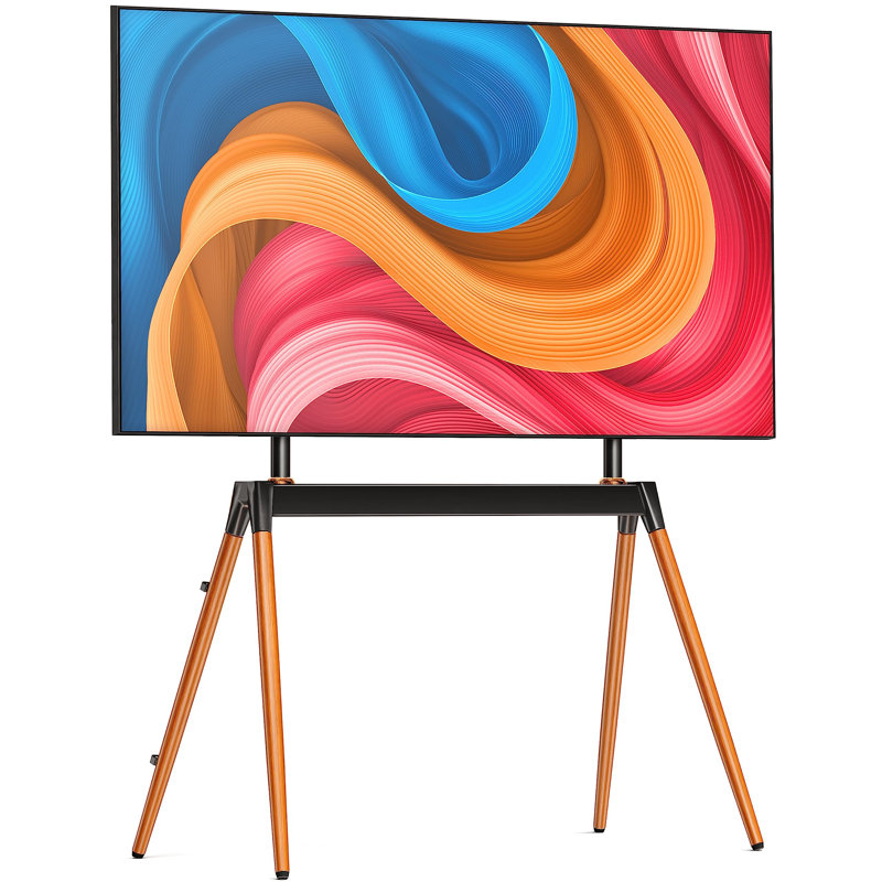 Height Adjustable Tripod TV Stand with Wood Legs for 32-86 Inch Screens