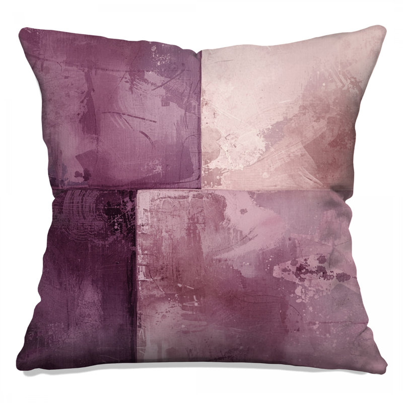 Coussins décoratifs à texture abstraite mauve à double face, 14 X 14 pouces