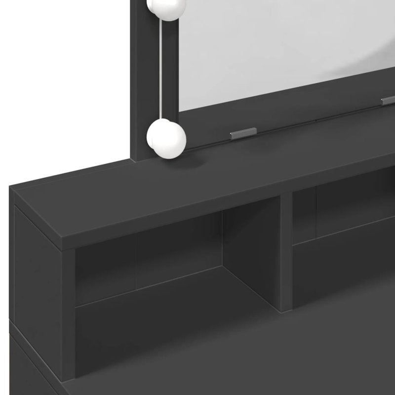 Simote Dressing Table with Mirror, Black