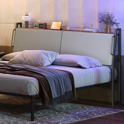 Luvender 43.3"H Upholstered Headboards with Storage and Charging Station by Wrought Studio