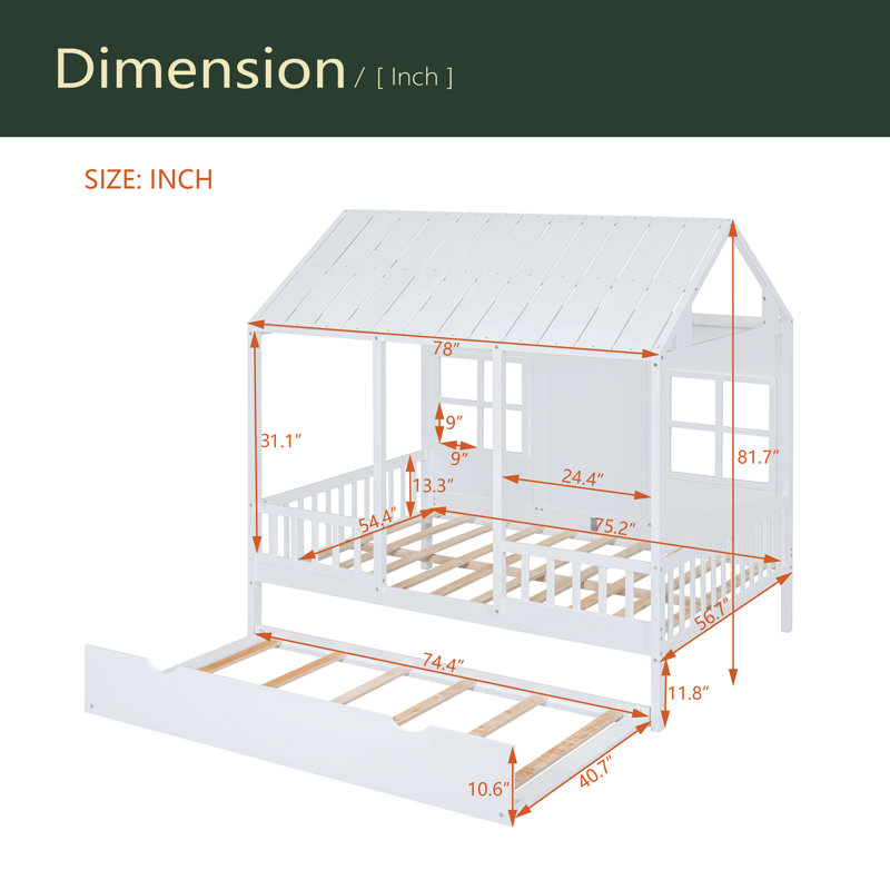  Lit de maison avec lit gigogne, Lit double