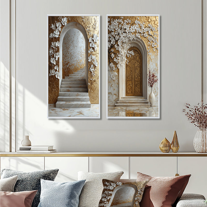 Ensemble de 2 pièces d'art mural d'Istamboul I Sultans Palace I, H 40 po x l 40 po, Cadre flottant blanc