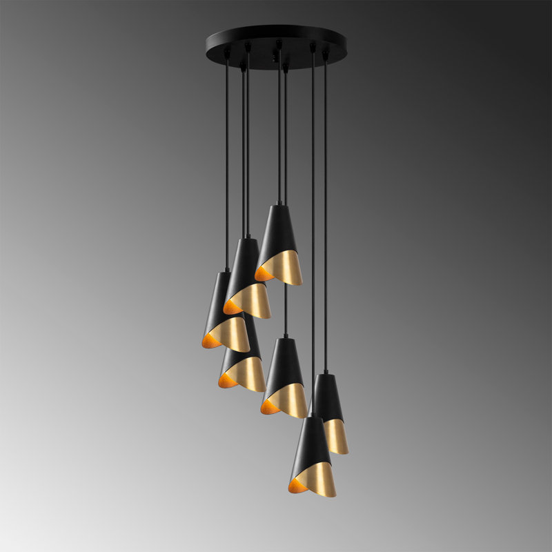 Thacher 7 - Light Black/Gold Cluster Pendant