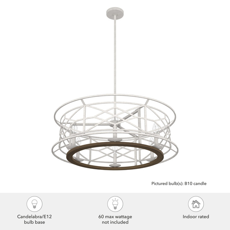 Hunter Langwood 6 Light Chandelier Ceiling Light Fixture, Distressed White