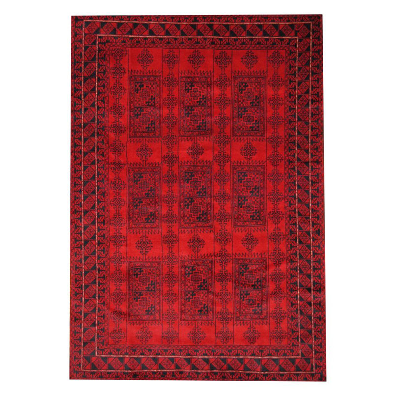 Tapis rouge noué à la main Hartstein