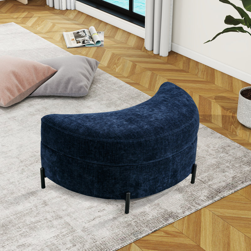 Achorn Upholstered Ottoman, Navy Chenille